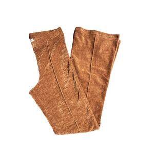 Women's Brown Velour Pull On Solid Pants Regular Size M Love On A Hanger